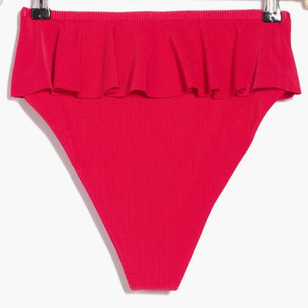 Beach Riot Red Ruffled High-Waist Bikini Bottom - Picture 4 of 7
